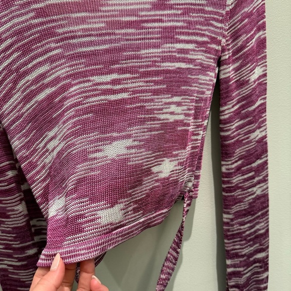 Alexis Loli Purple & White Long Sleeve Crop Wrap Top Size XS - Picture 6 of 9